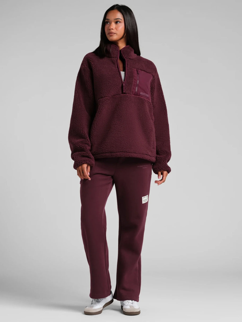 Textured Half-Zip Jacket - Maroon