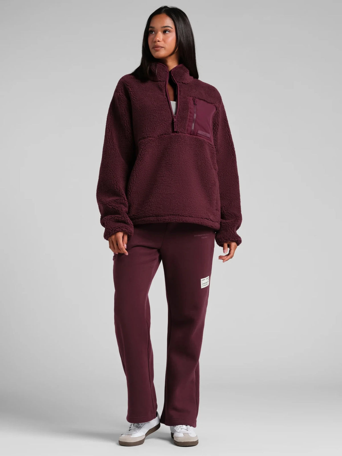 Textured Half-Zip Jacket - Maroon