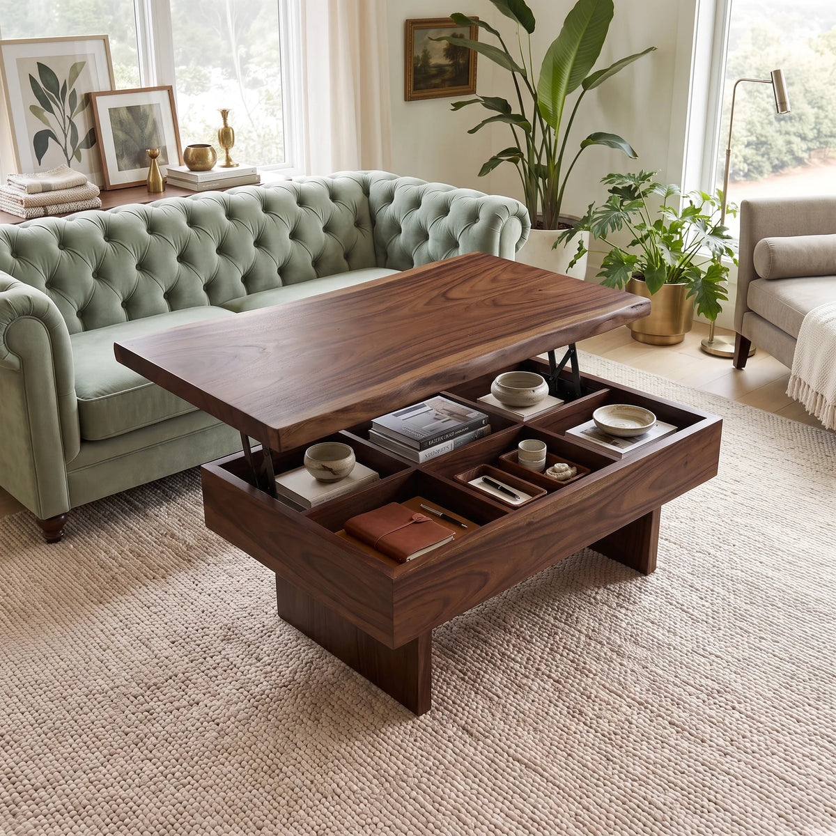 Contemporary Storage Lift Top Coffee Table City Apartment
