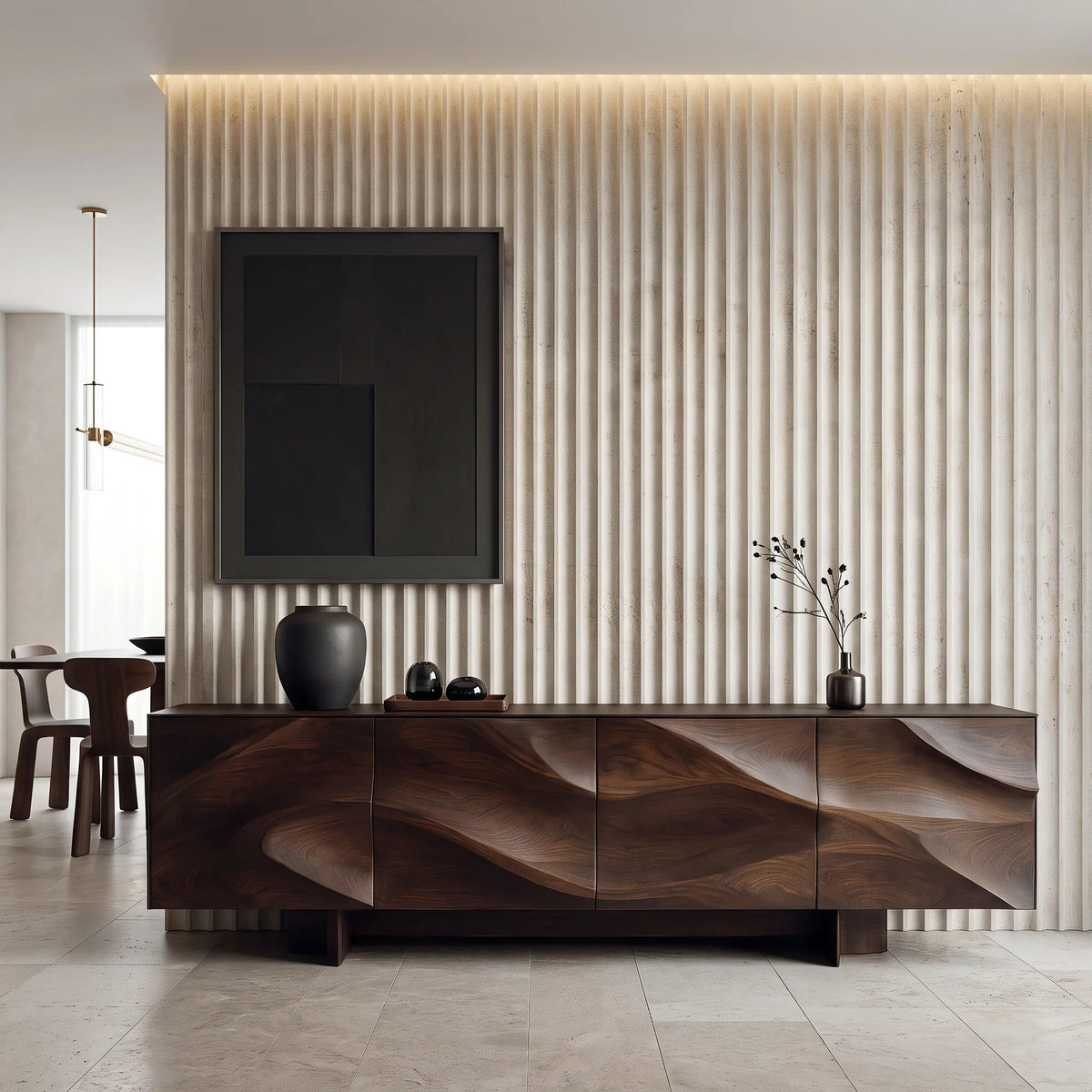 Contemporary Sculptural Wave Sideboard For Dining Room