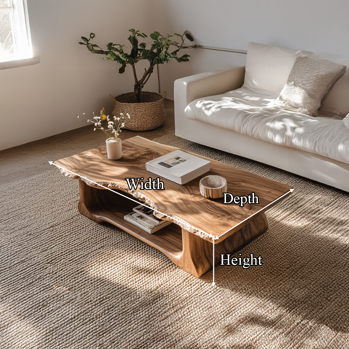 Handcrafted Rustic Live Edge Coffee Table