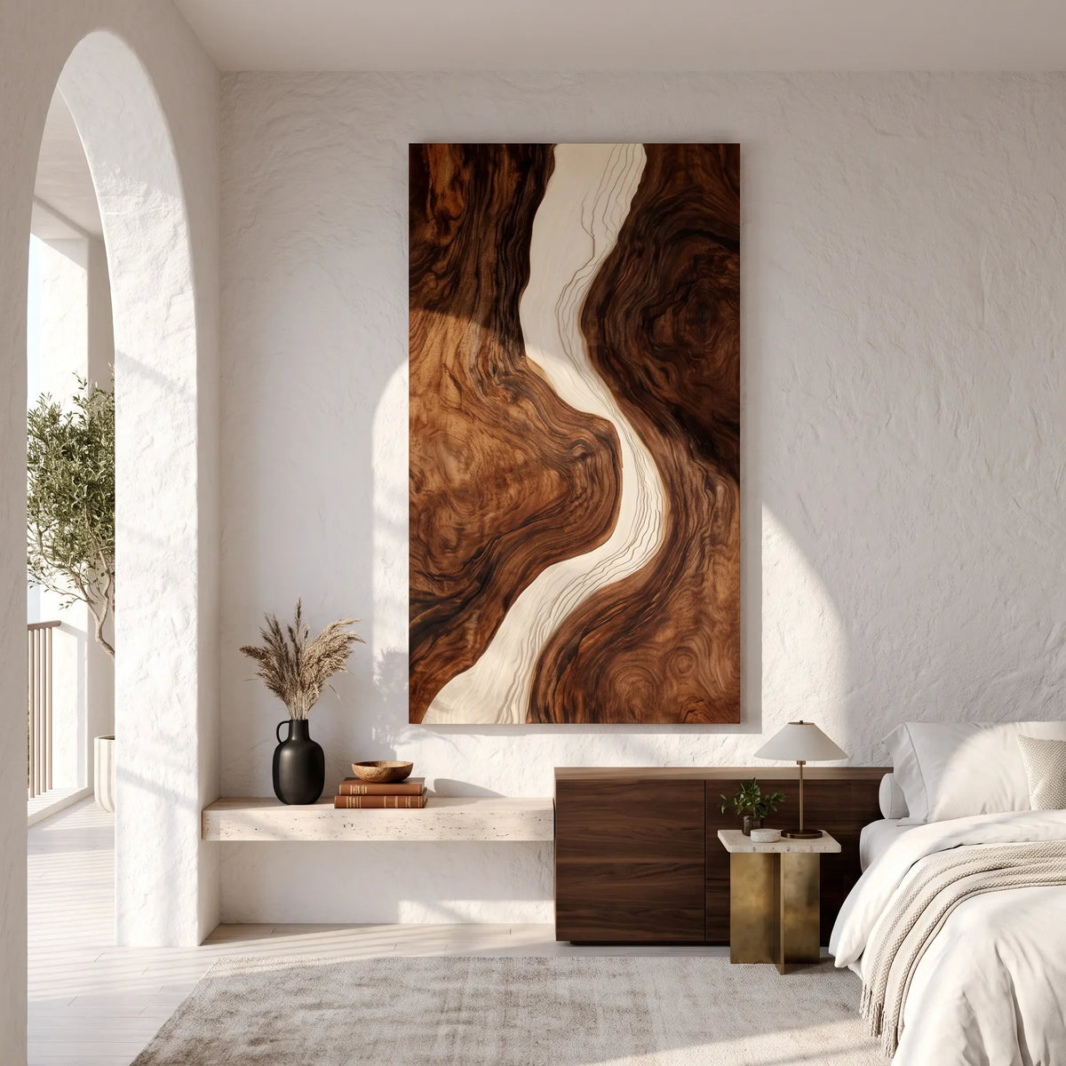 Mid Century Flowing River Wood Wall Art Dining Room