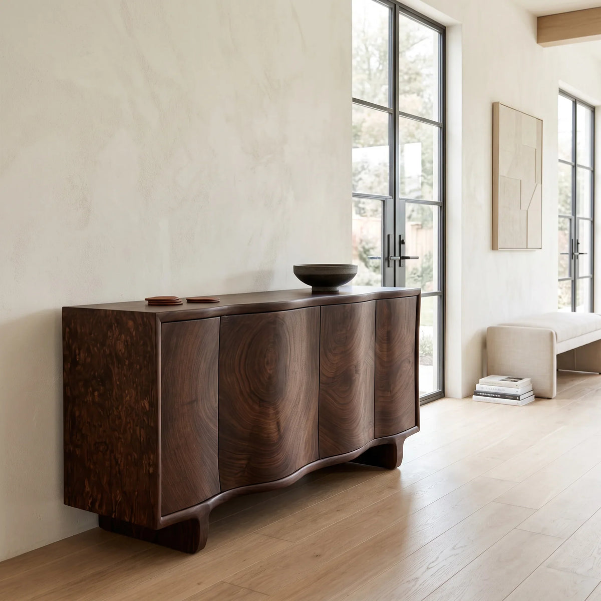 Contemporary Sculpted Front Sideboard For Living Room