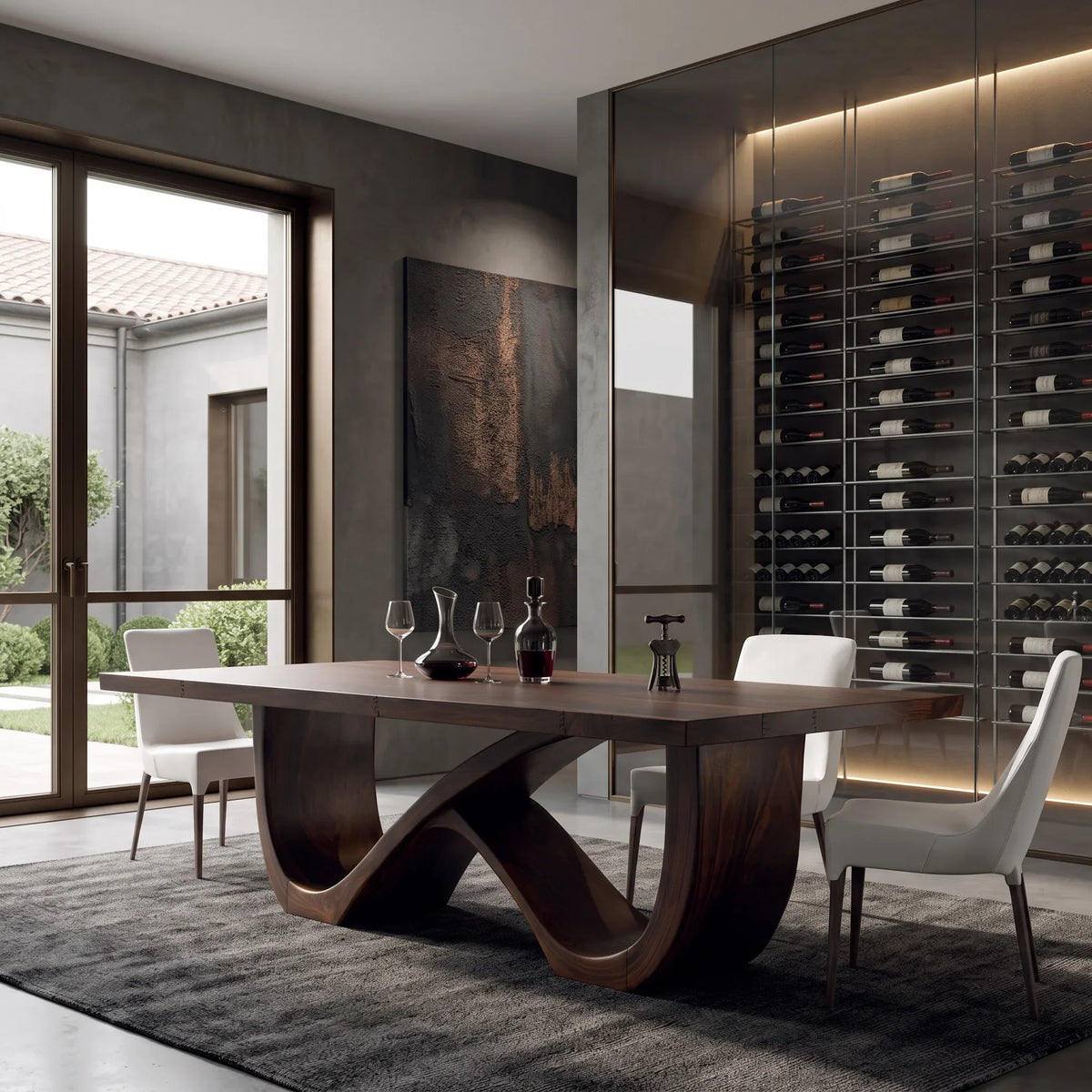 Luxury Wooden Dining Table Infinity Base For Dining Room