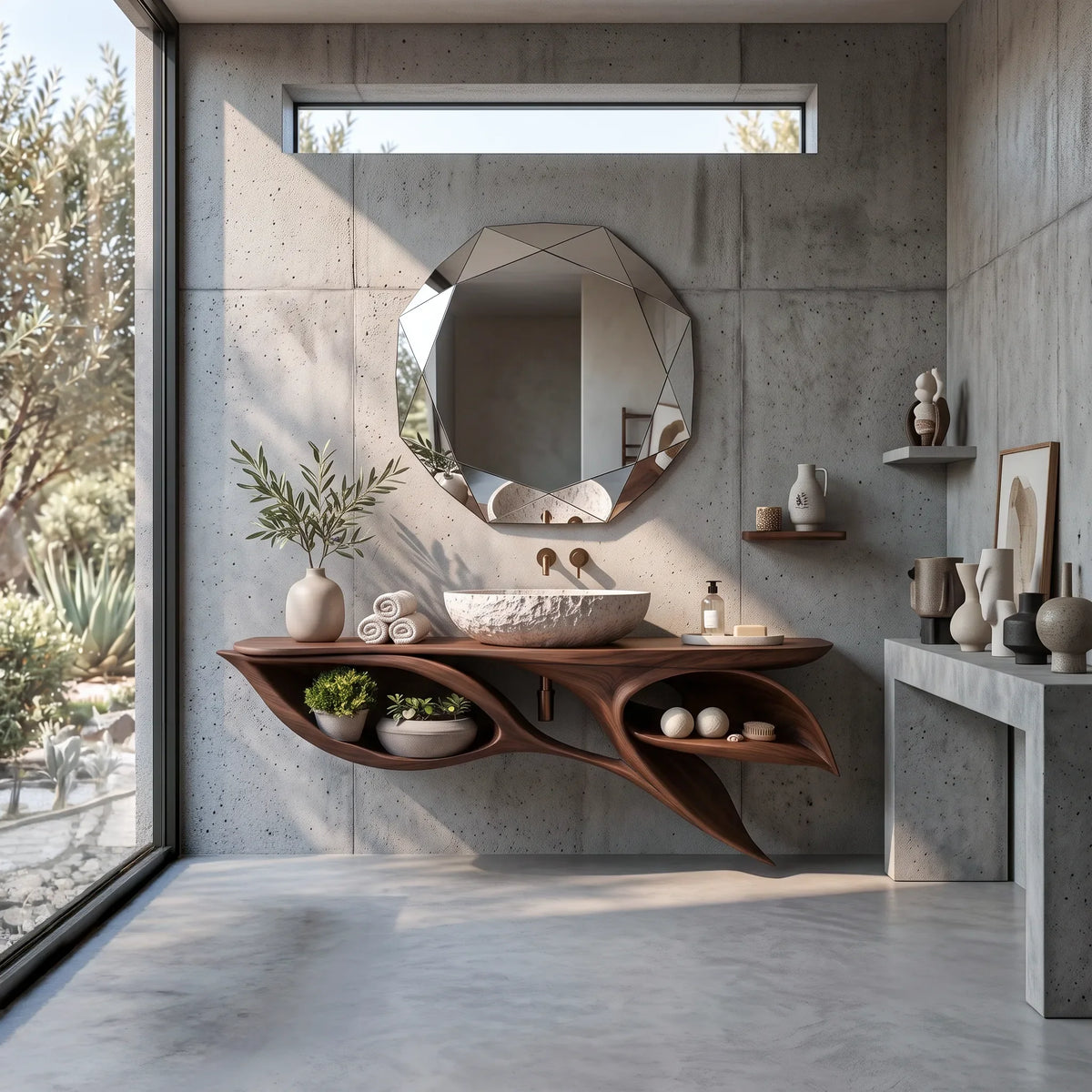 Contemporary Floating Bathroom Vanity Open Shelves For Luxury Bathroom