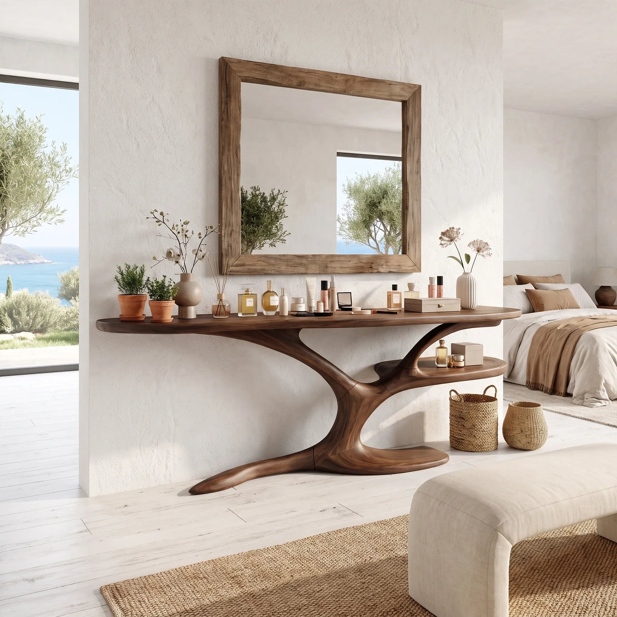 Serene Makeup Vanity Vanity Desk Sculptural Branch Base For Bedroom