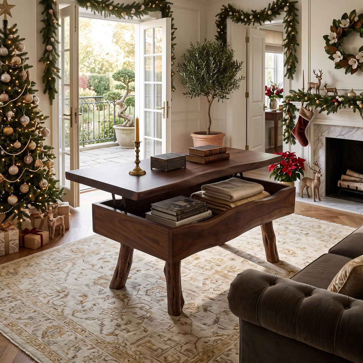 Rustic Xmas Live Edge Coffee Table Mountain Lodge