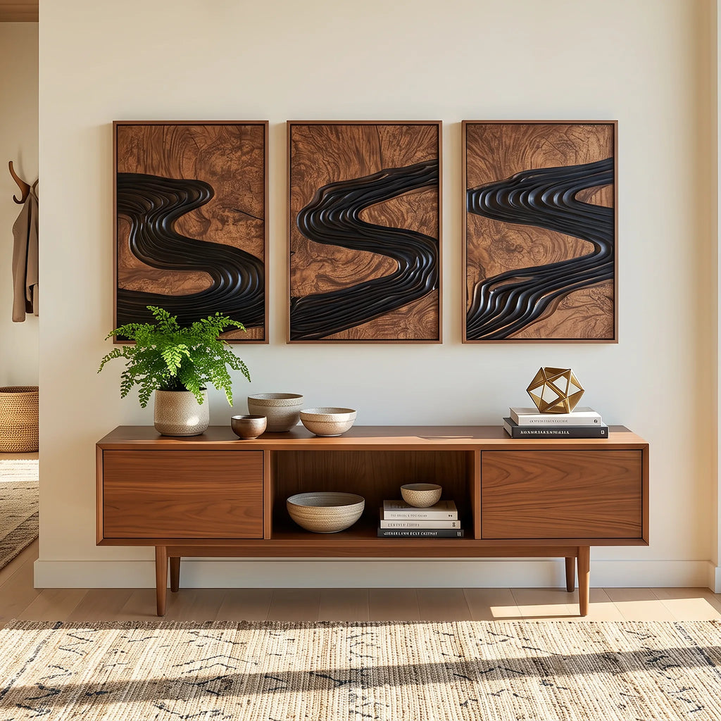 Minimalist Large Wooden Wall Art Modern Bedroom