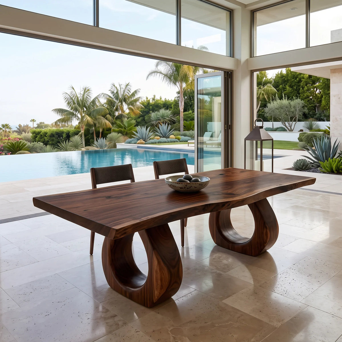 Luxury Live Edge Wood Dining Table Sculptural Base For Dining Room