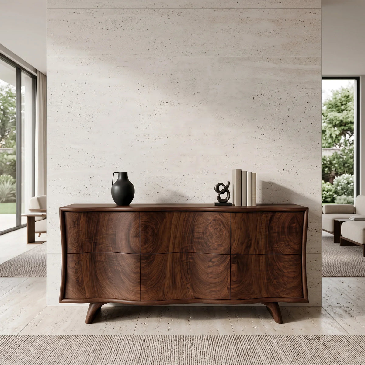 Modern Curved Front Sideboard For Foyer