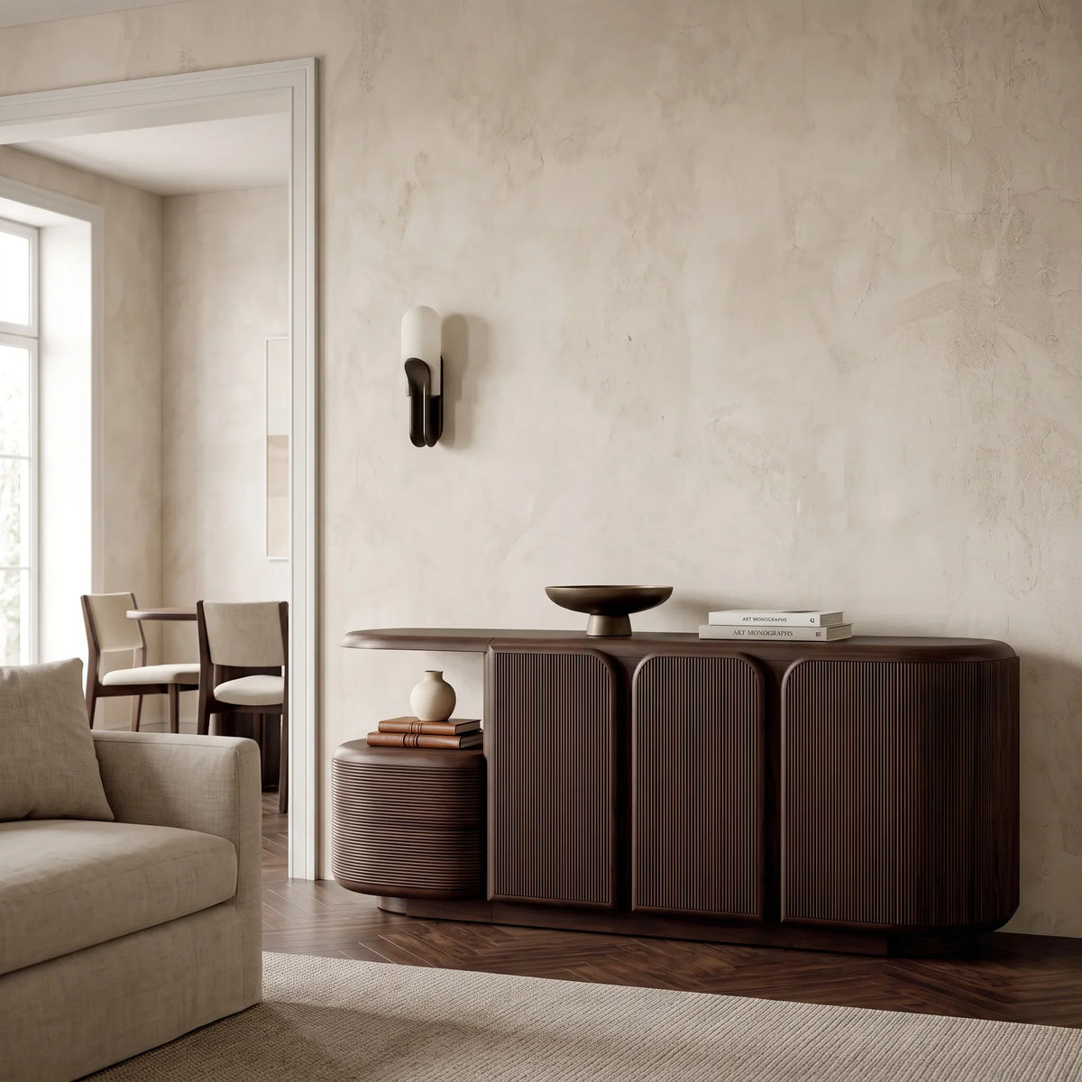 Modern Fluted Cabinet Sideboard For Hallway