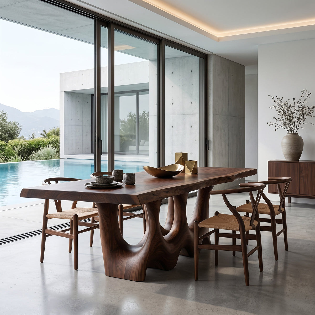 Rustic Sculptural Dining Table For Dining Room