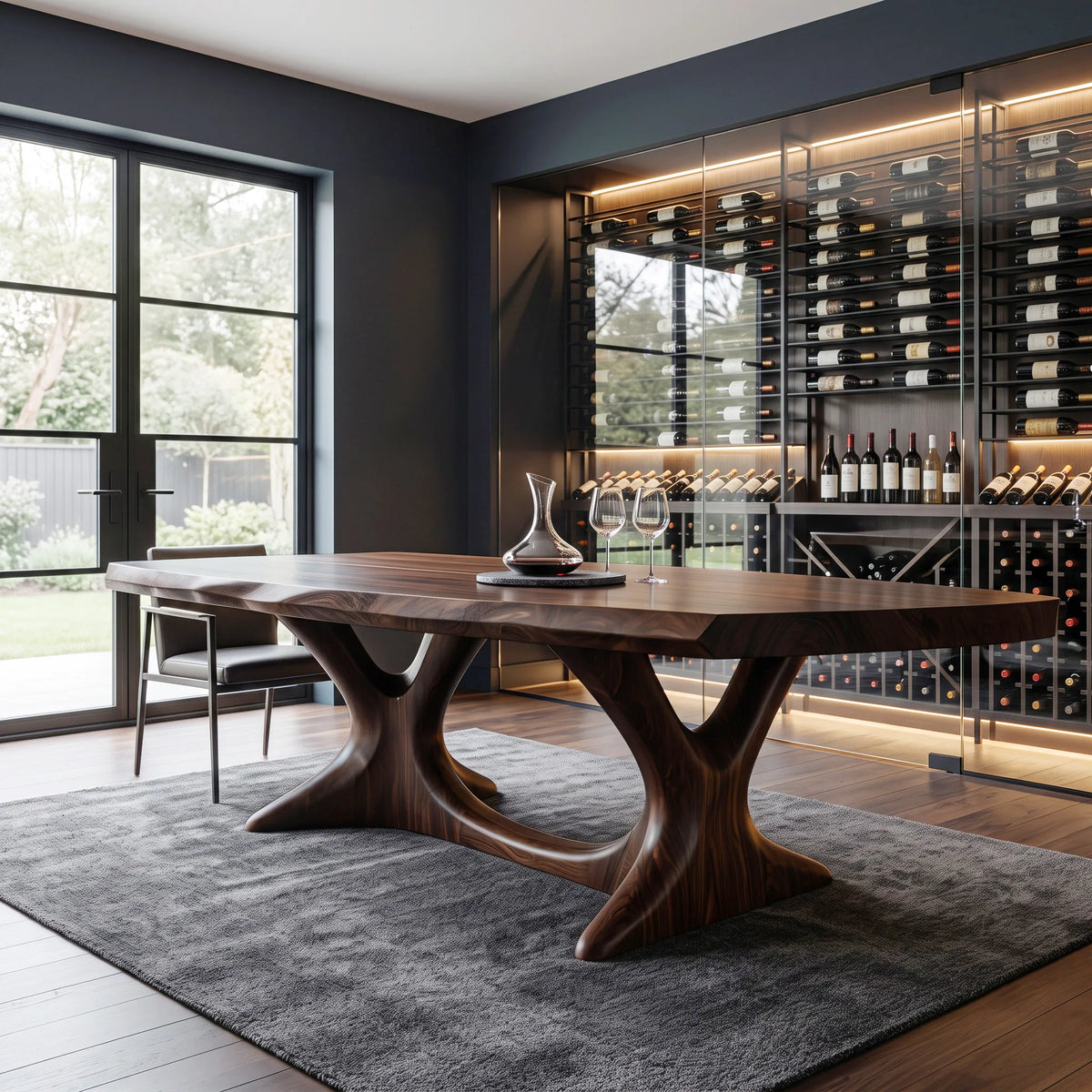 Contemporary Natural Wood Dining Table Organic Base For Dining Room