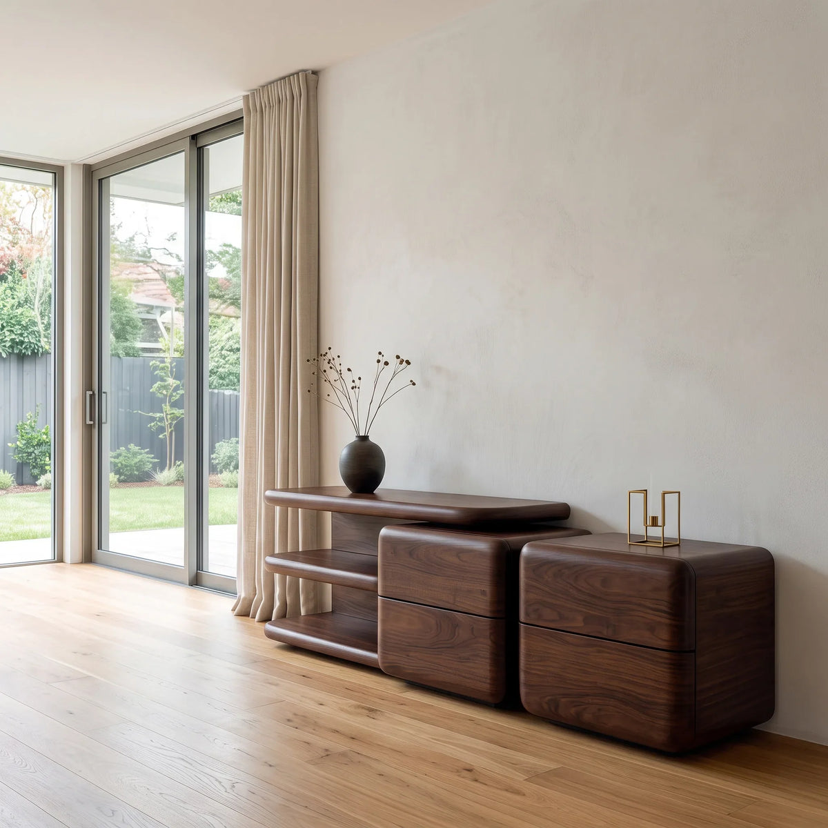 Modern Curved Storage Sideboard For Dining Room