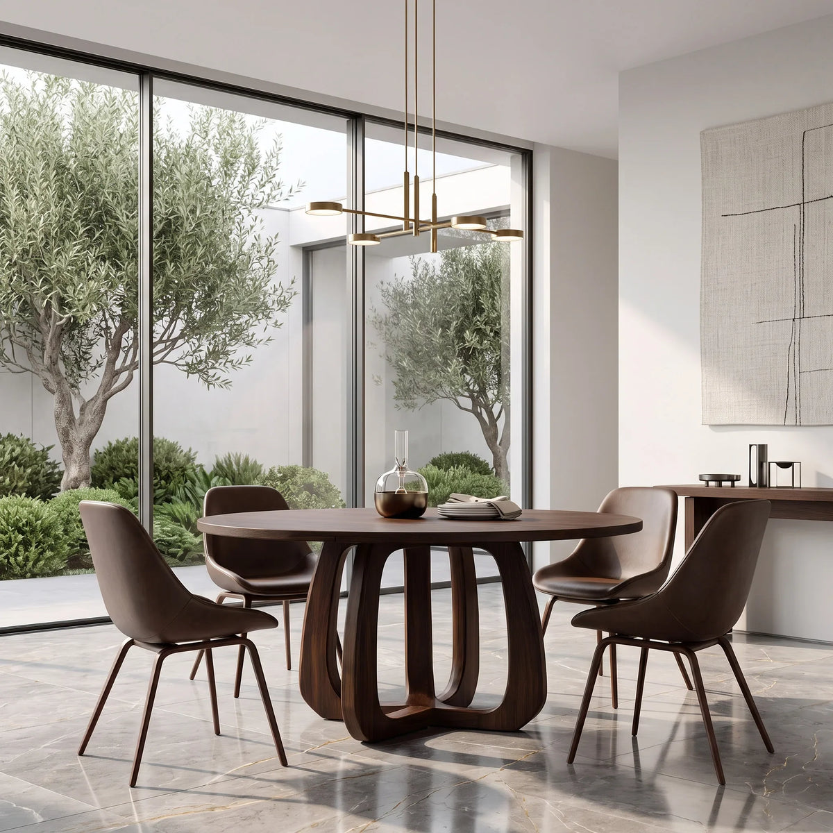 Modern Sculpted Loop Round Dining Table For Dining Room