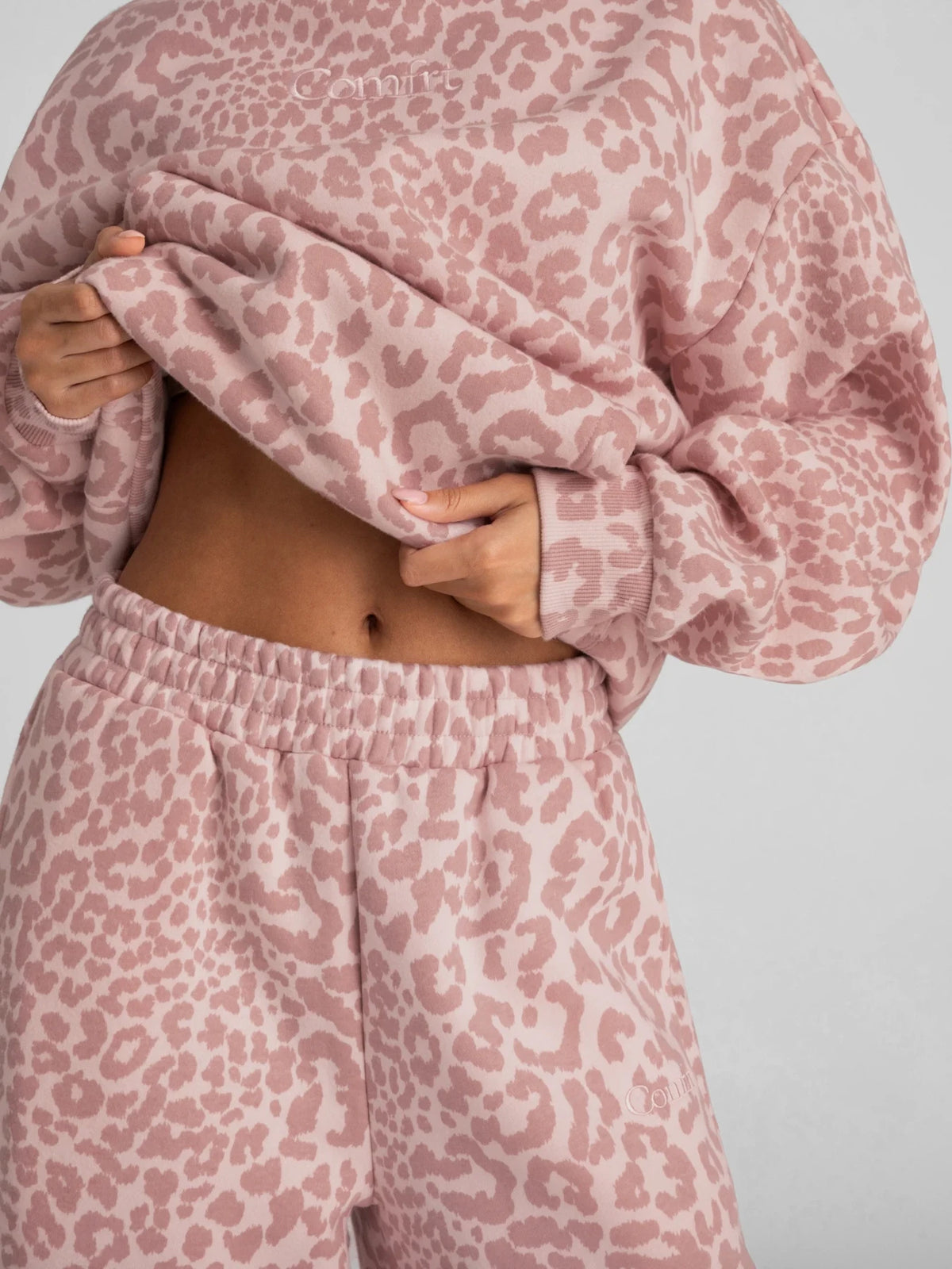 Leopard Print Jogger Sweatpants - Blush