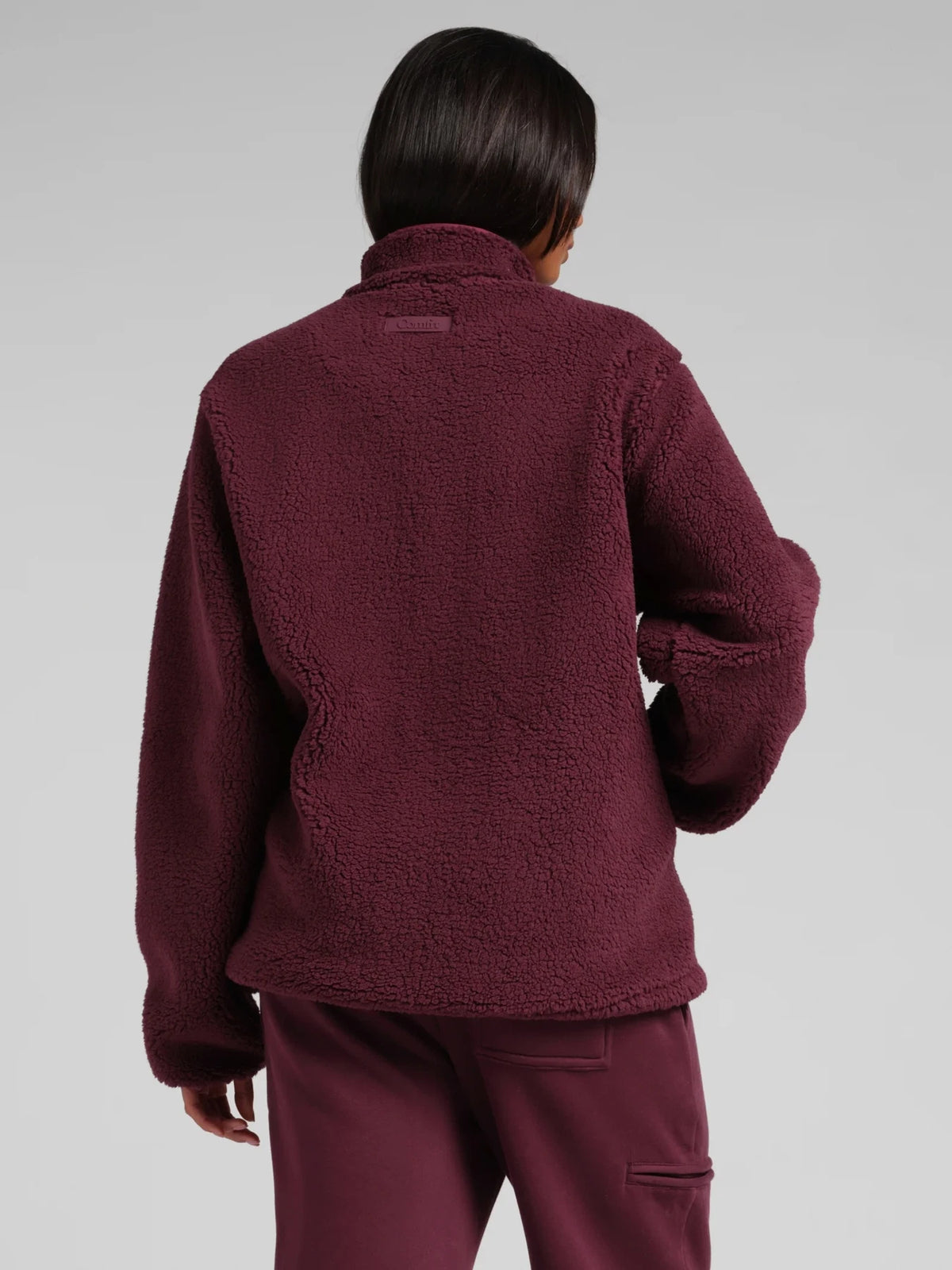 Textured Half-Zip Jacket - Maroon