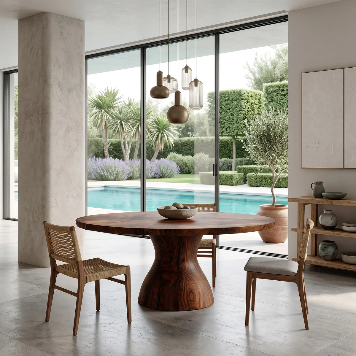Contemporary Tapered Base Round Dining Table For Dining Room