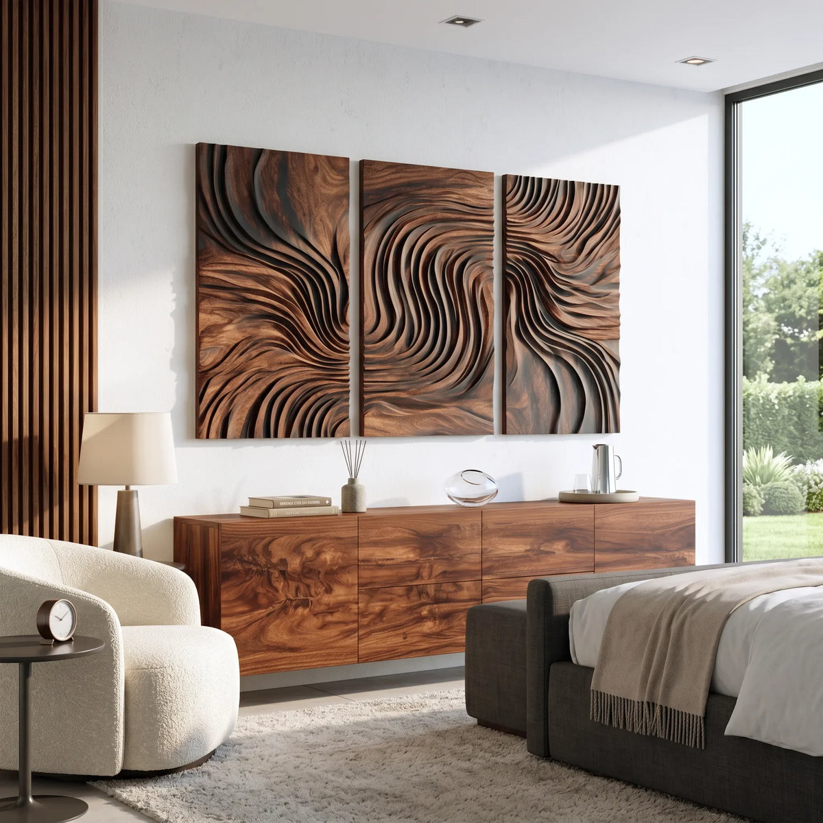 Organic Modern Abstract Wood Wall Art Living Room