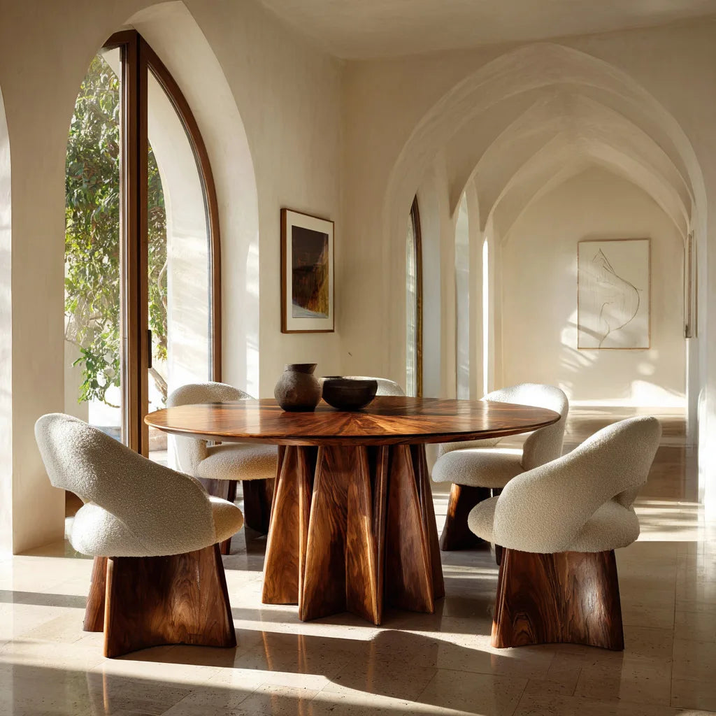 Contemporary Architectural Base Round Dining Table For Dining Room