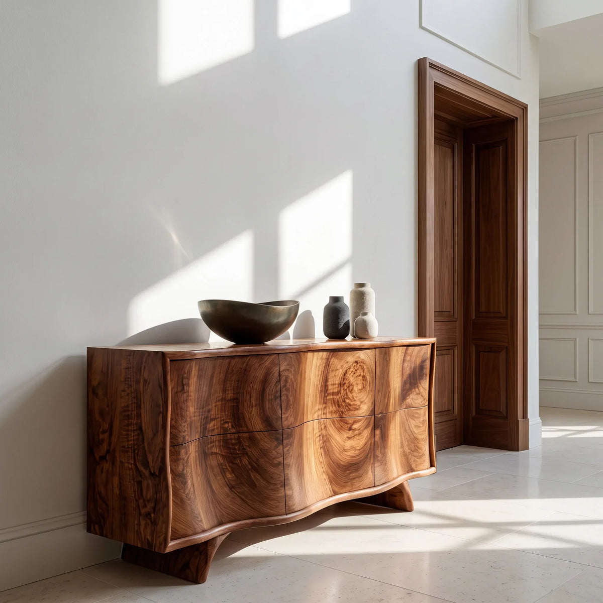Modern Curved Front Sideboard For Foyer