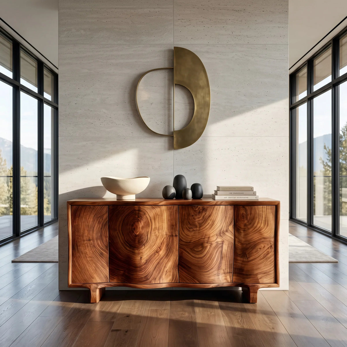 Contemporary Sculpted Front Sideboard For Living Room