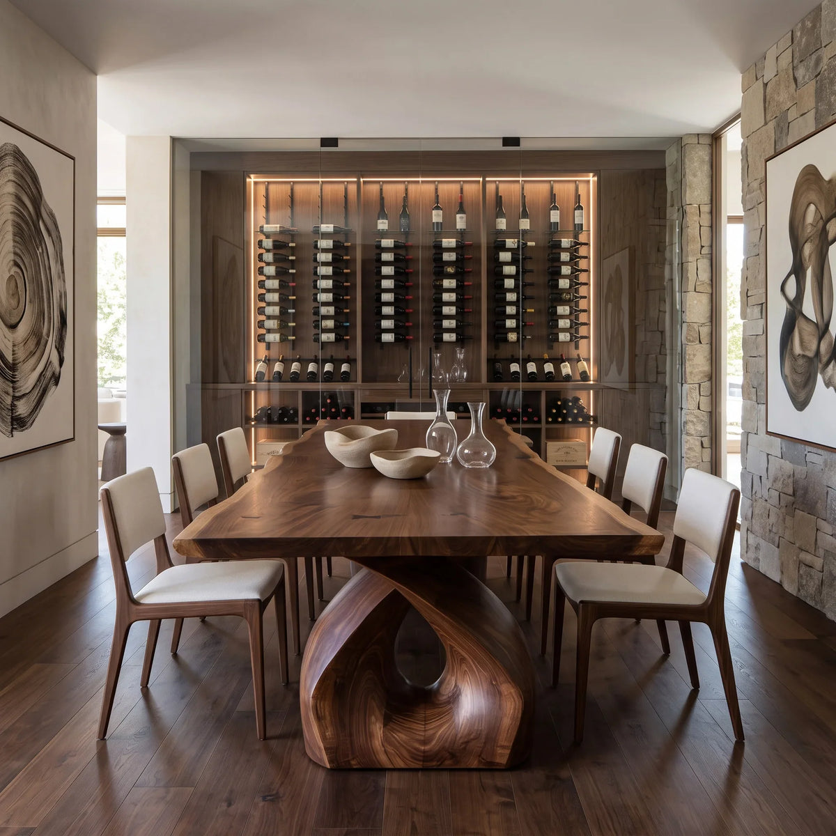 Luxury Wooden Dining Table Statement Base For Dining Room