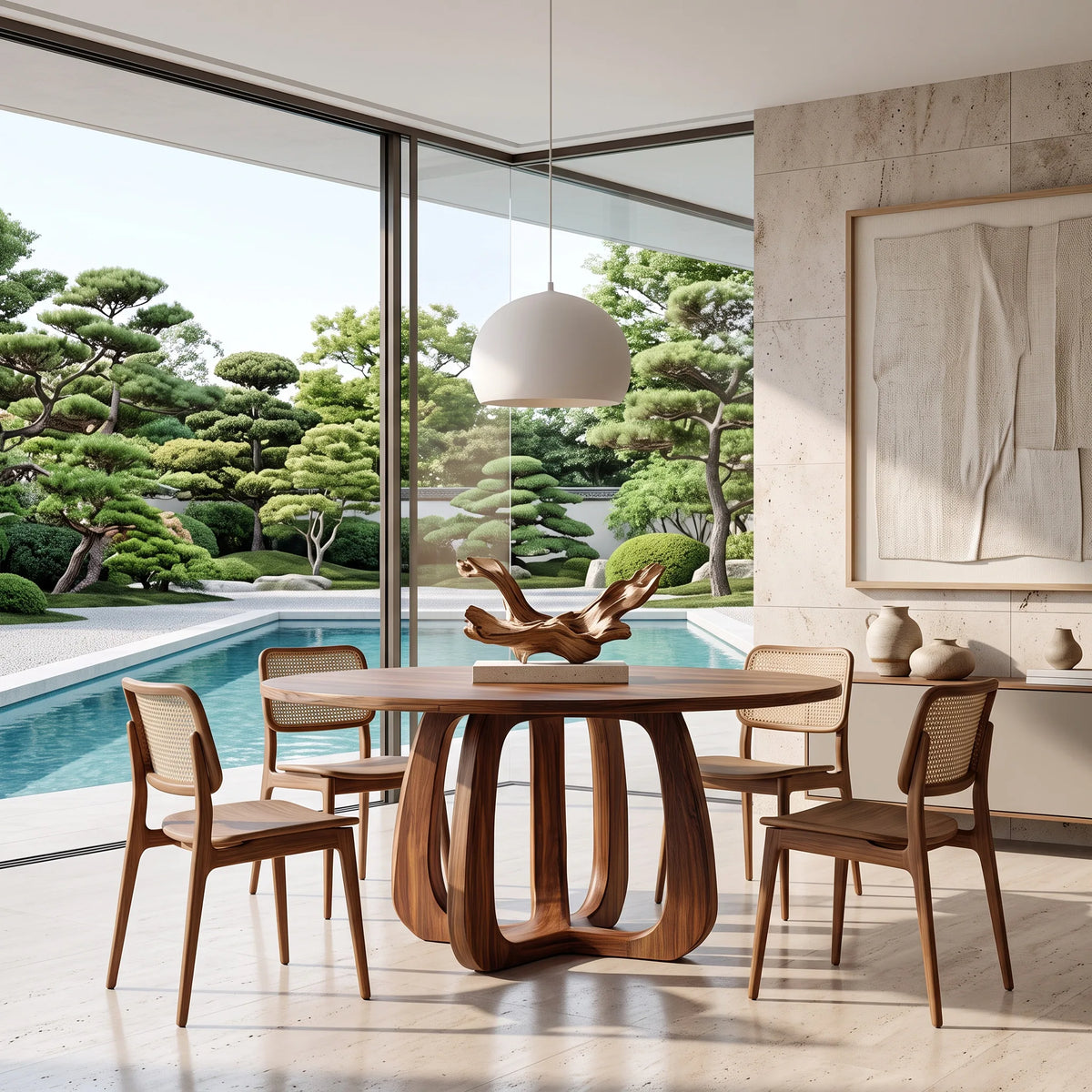 Modern Sculpted Loop Round Dining Table For Dining Room