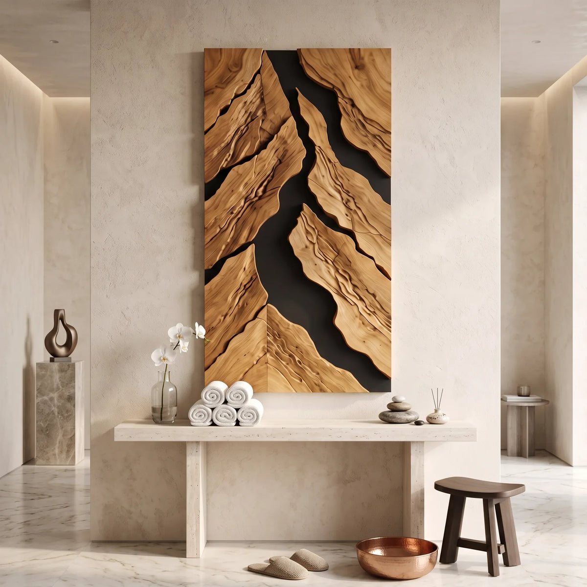 Japandi Nature Wooden Wall Art Modern Living Room