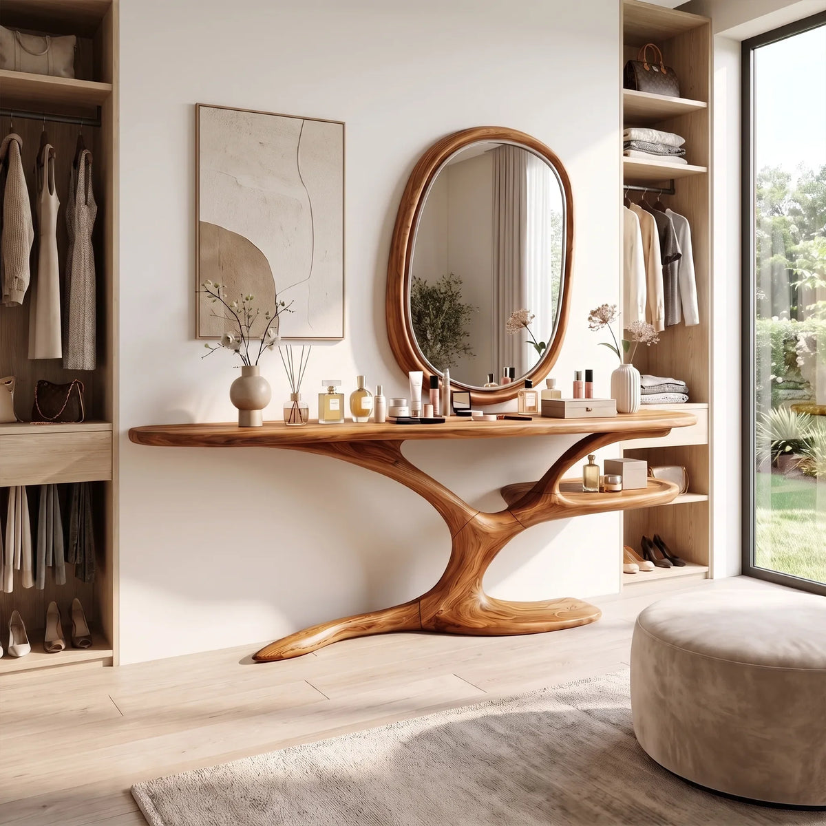 Serene Makeup Vanity Vanity Desk Sculptural Branch Base For Bedroom