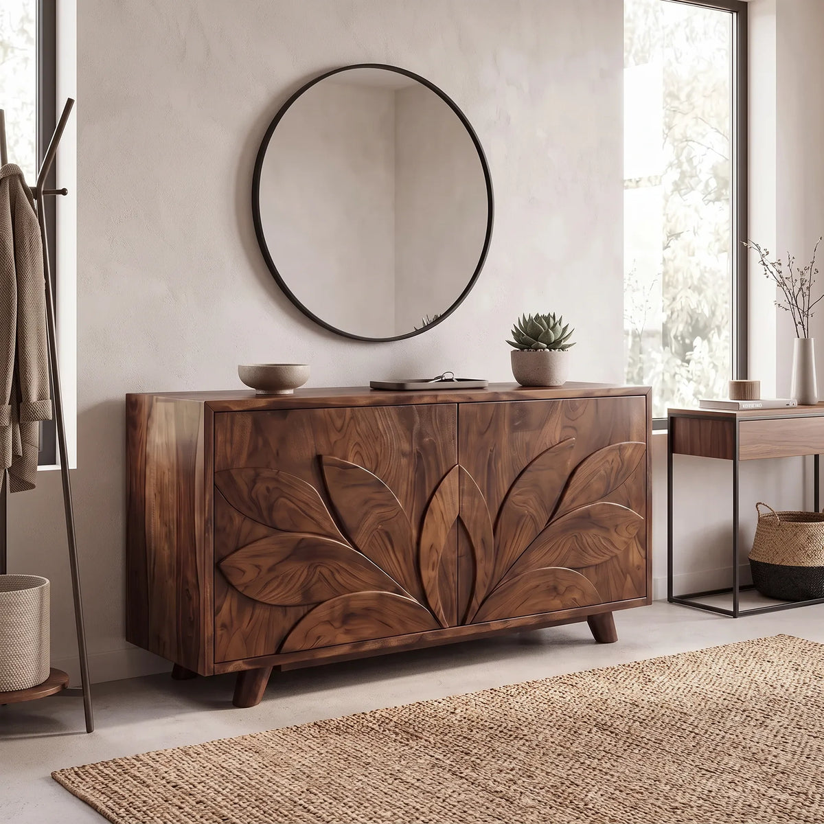Organic Carved Sideboard Cabinet Living Room