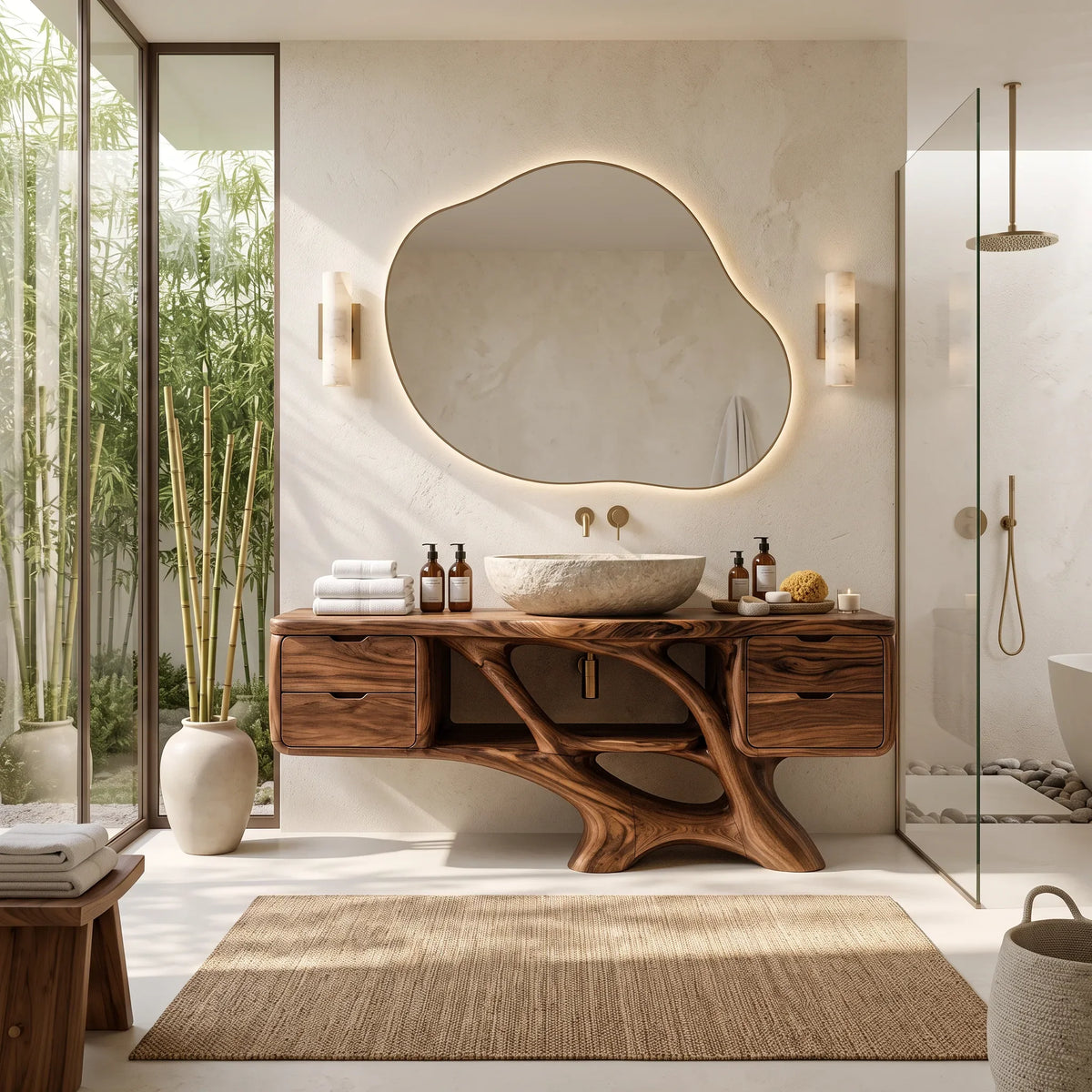 Contemporary Bathroom Vanity Flowing Base With Drawer For Luxury Homes