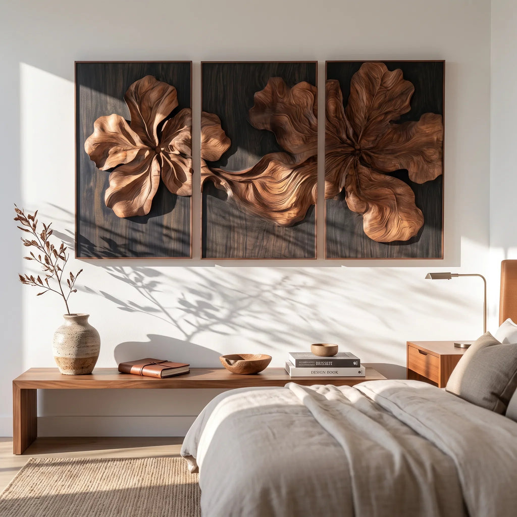 Handcrafted Floral Relief 3D Wall Decor Living Room