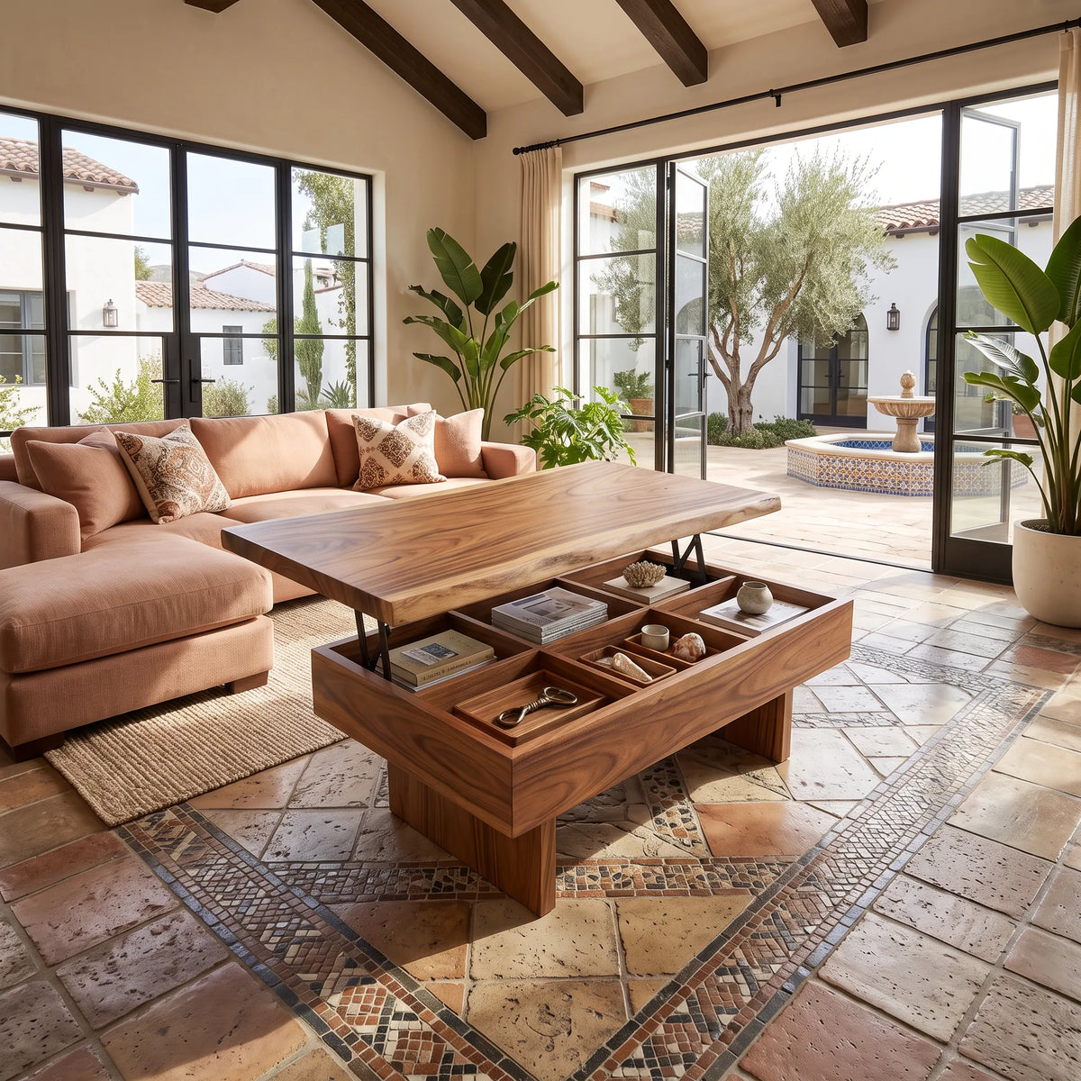 Contemporary Storage Lift Top Coffee Table City Apartment