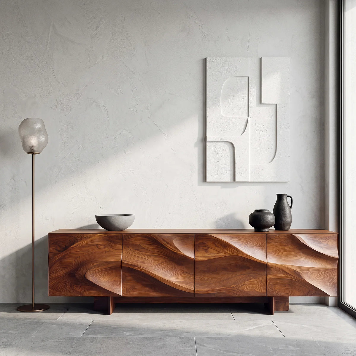 Contemporary Sculptural Wave Sideboard For Dining Room