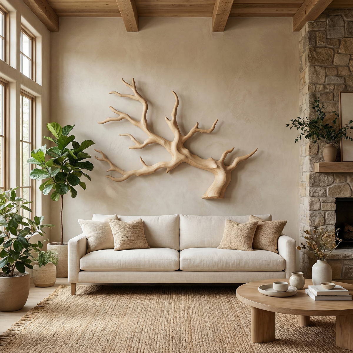 Rustic Branch Wall Decor With Natural Tree Form For Living Room