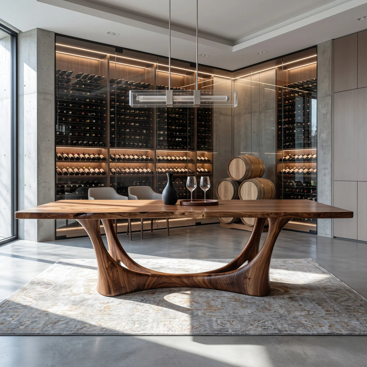 Modern Natural Wood Dining Table Sculptural Frame For Dining Room