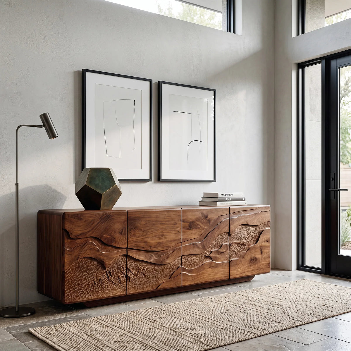 Contemporary Nature Carved Sideboard For Foyer