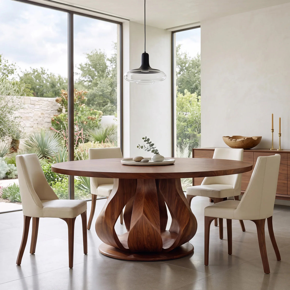 Modern Petal Base Round Dining Table For Dining Room