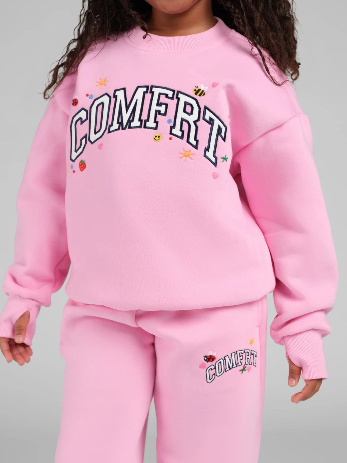 Kids Appliqué Crewneck Sweatshirt - Peony