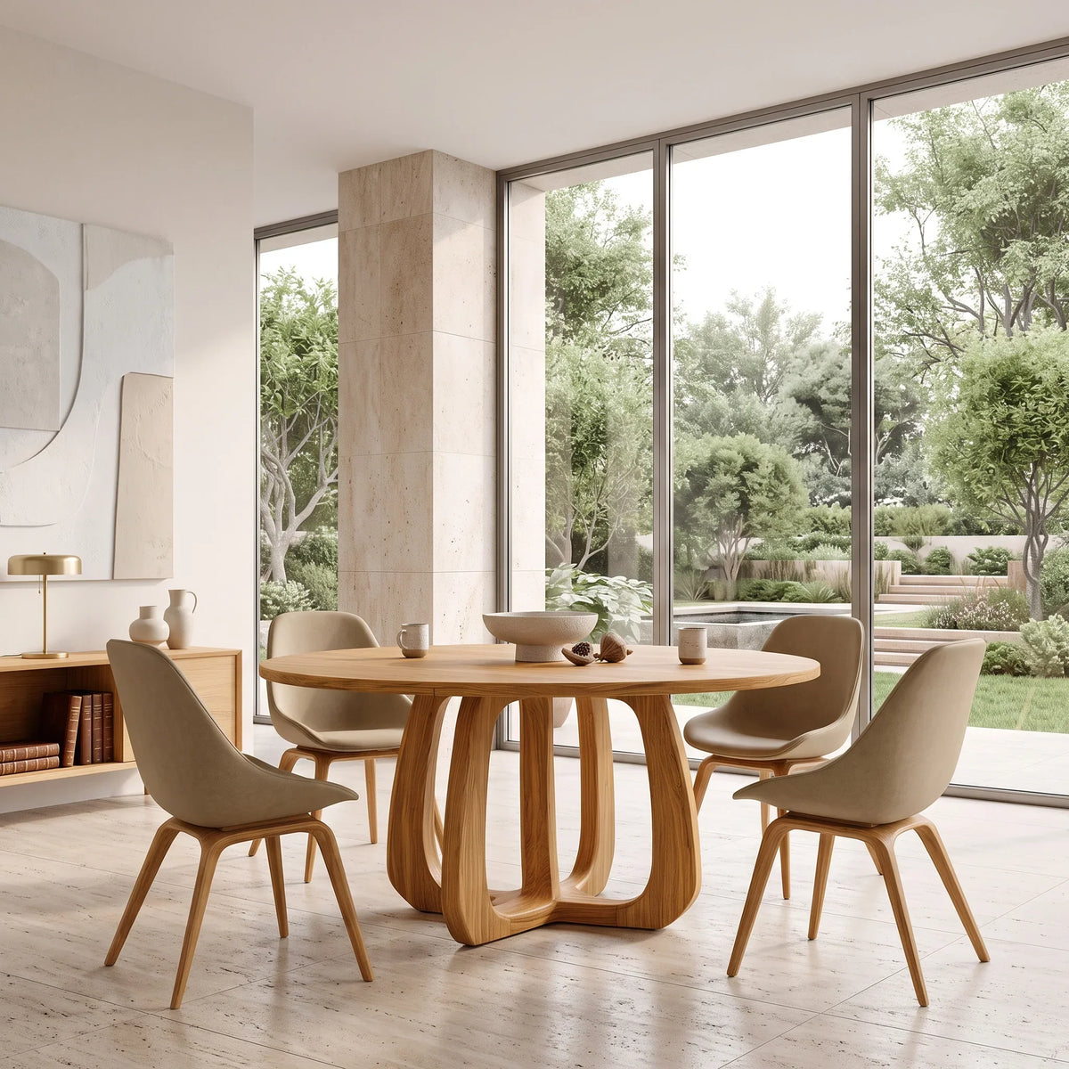 Modern Sculpted Loop Round Dining Table For Dining Room