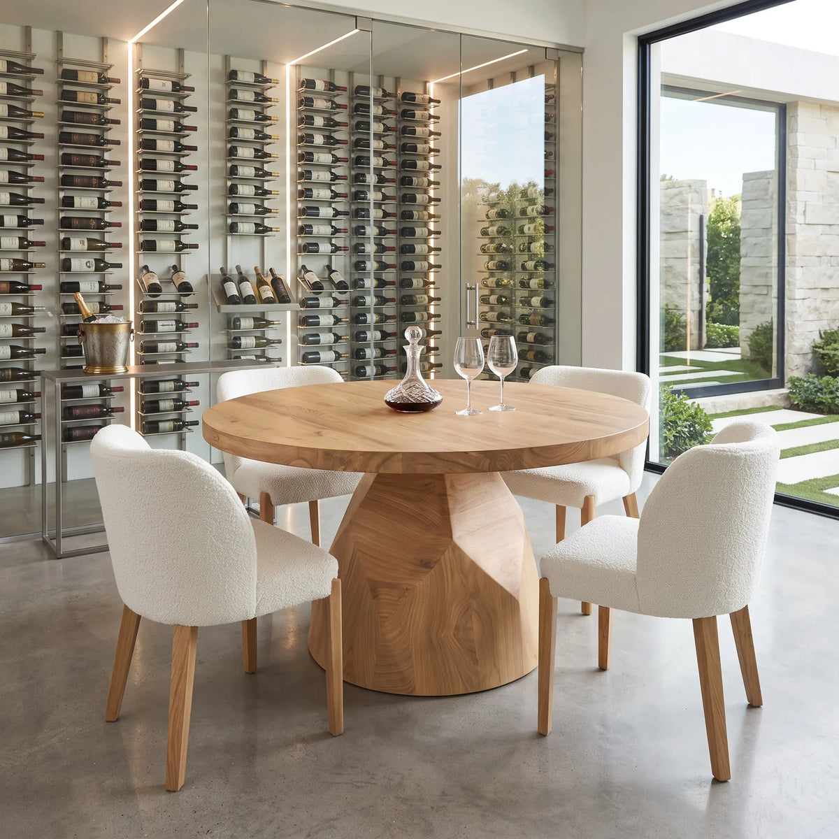 Modern Ribbon Base Round Dining Table For Dining Room