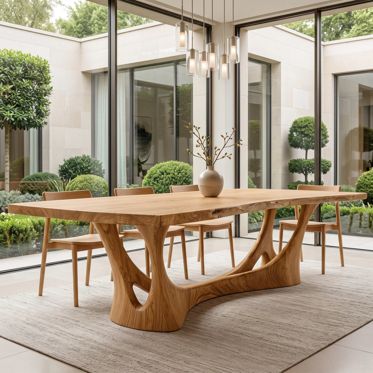 Modern Natural Wood Dining Table Sculptural Frame For Dining Room