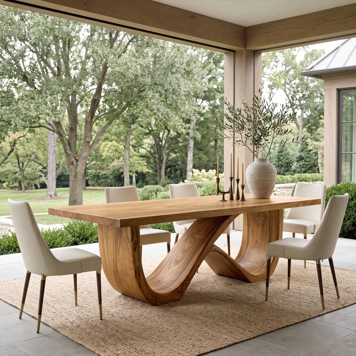 Luxury Wooden Dining Table Infinity Base For Dining Room