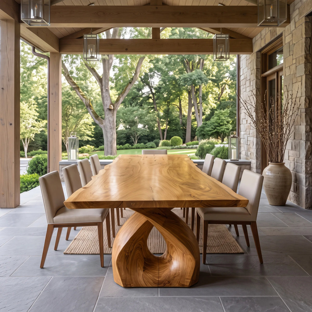 Luxury Wooden Dining Table Statement Base For Dining Room