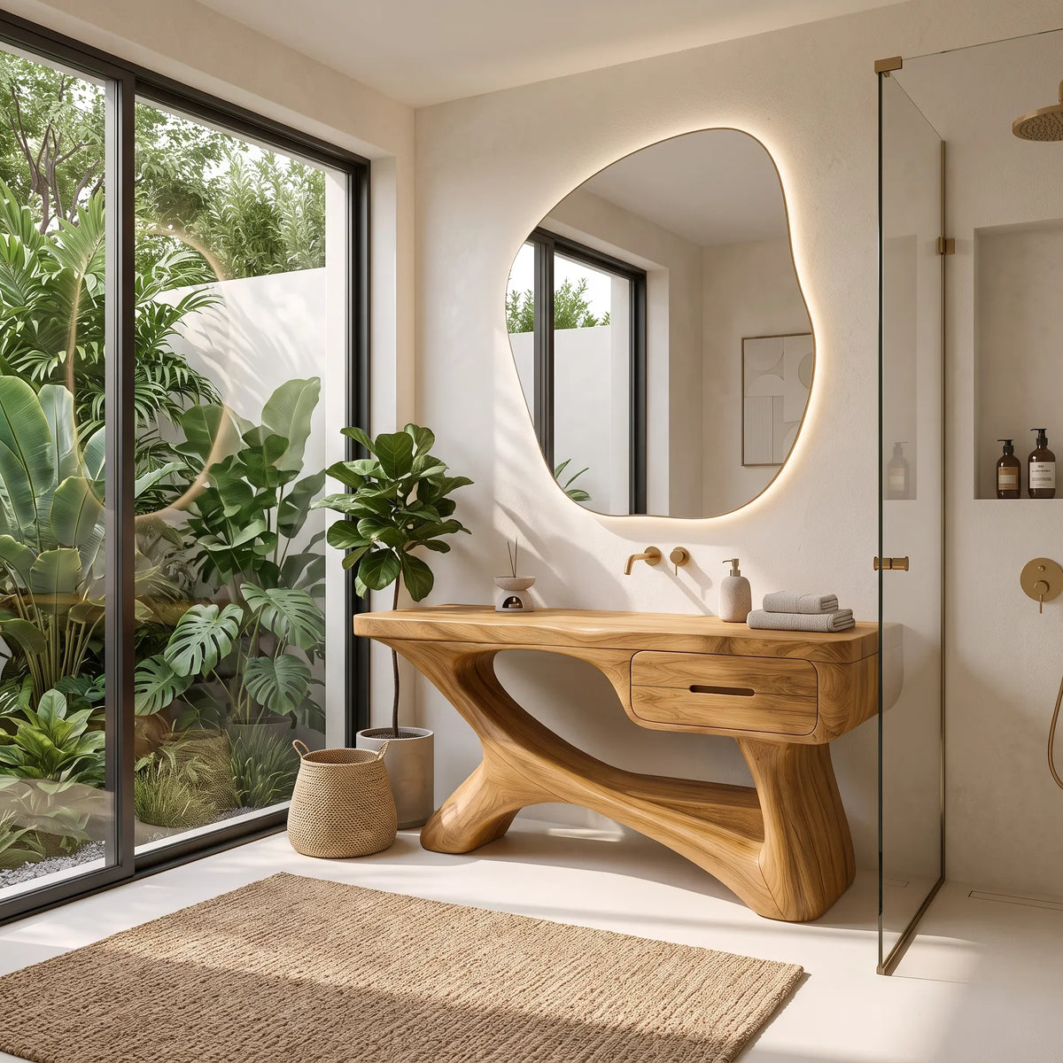 Contemporary Bathroom Vanity Flowing Frame With Drawer For Luxury Ensuite