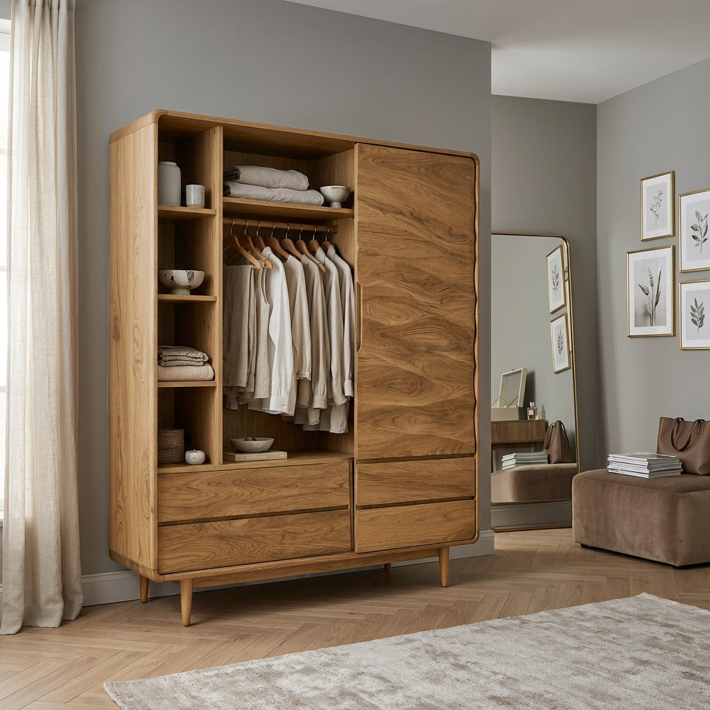 Contemporary Wardrobe With Drawers And Shelf For Bedroom