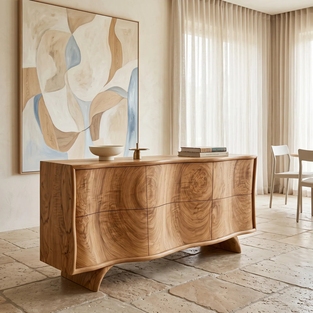 Modern Curved Front Sideboard For Foyer