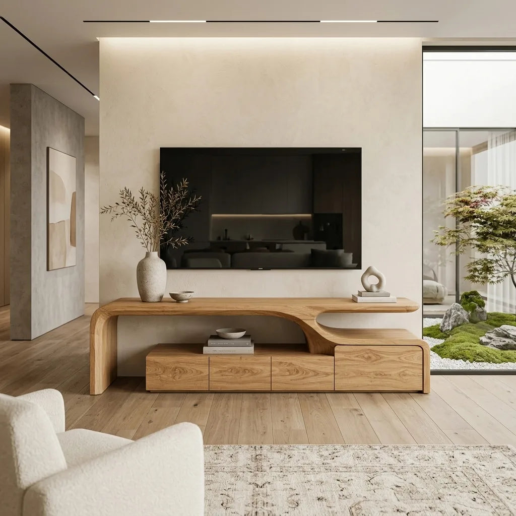 Contemporary Sculptural TV Console For Living Room