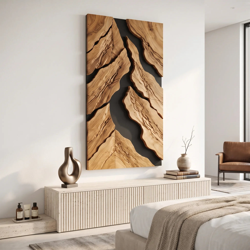 Japandi Nature Wooden Wall Art Modern Living Room